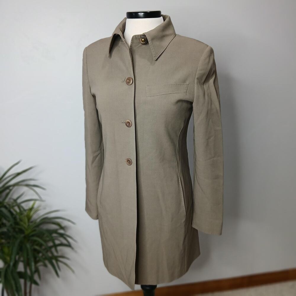 MaxMara Coat Womens Small Taupe Beige Wool Blend Long Jacket Made in Italy Lined